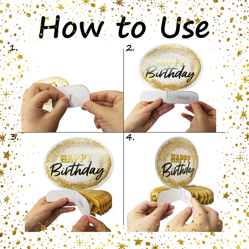 TSJ 8 Pieces Happy Birthday Honeycomb Centerpieces Party Table Decorations Table Toppers for Birthday Party Supplies - Image 4